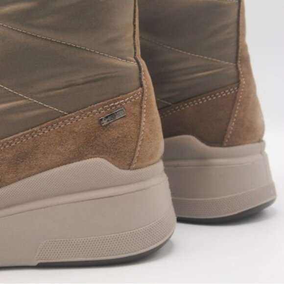 NEW IGI&CO Made In Italy Women's Suede Laced Up  mud wedge Booties taupe  462mn - Picture 6 of 8